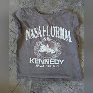 H&M Divided Gray NASA Florida Graphic Crop Top